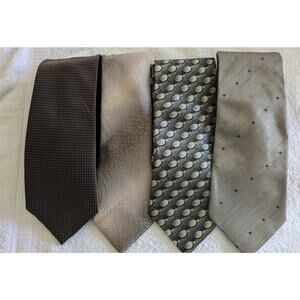 Lot of four gray/brown neutral silk ties, neck ties. Business wear, classic